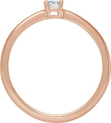 14K Gold Round Natural Blue Moonstone Solitaire Ring - Rose Gold - view 2