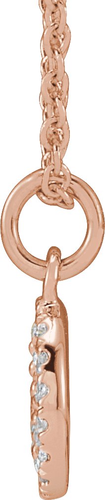 14K Gold Round Natural Diamond Peace Necklace - Rose Gold - view 2