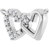 14K Gold Round Natural Diamond Interlocking Heart Necklace - White Gold - view 2
