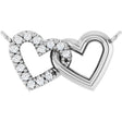Platinum Round Natural Diamond Interlocking Heart Necklace