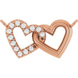 14K Gold Round Lab-Grown Diamond Interlocking Heart Necklace - Rose Gold