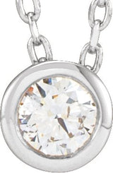 Platinum Round Natural Diamond Solitaire Bezel-Set Necklace