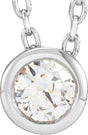 Platinum Round Natural Diamond Solitaire Bezel-Set Necklace