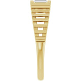 14K Gold Natural Diamond Straight Baguette Solitaire Ring - Yellow Gold - view 4