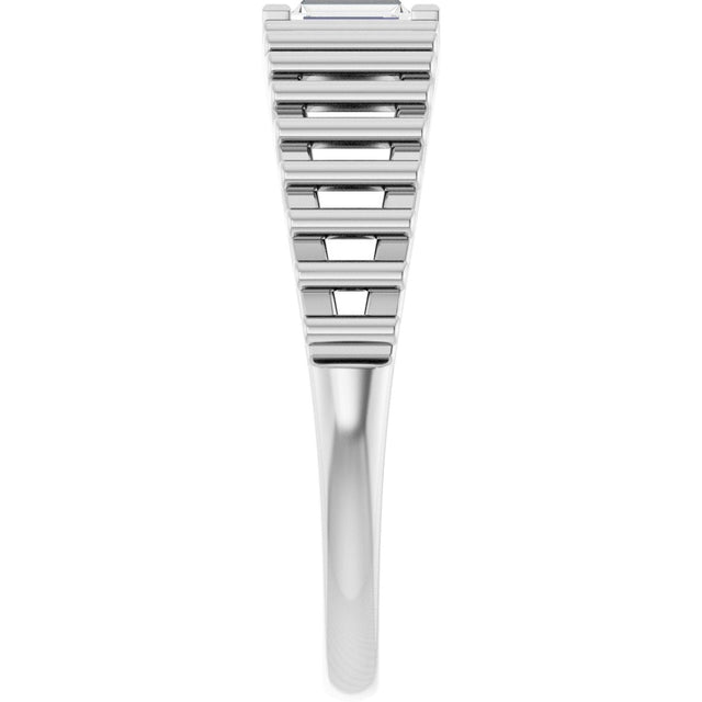 Platinum Natural Diamond Straight Baguette Solitaire Ring - view 4