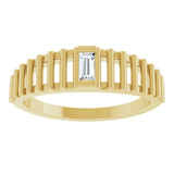 14K Gold Natural Diamond Straight Baguette Solitaire Ring - Yellow Gold - view 3