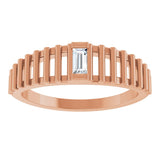 14K Gold Natural Diamond Straight Baguette Solitaire Ring - Rose Gold - view 3
