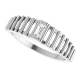 14K Gold Natural Diamond Straight Baguette Solitaire Ring - White Gold - view 5