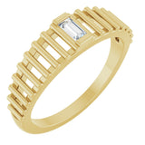 14K Gold Natural Diamond Straight Baguette Solitaire Ring - Yellow Gold