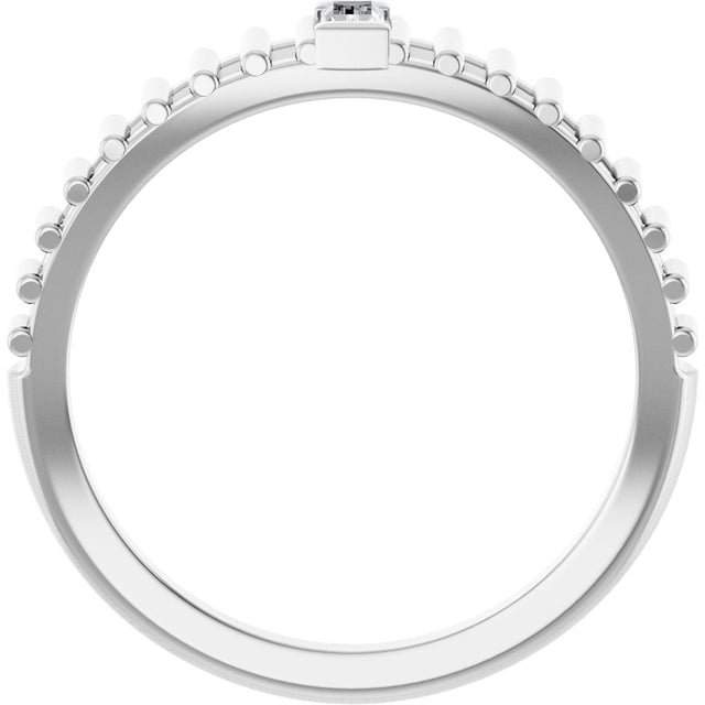 Platinum Natural Diamond Straight Baguette Solitaire Ring - view 2
