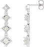 14K Gold Square Natural Diamond Journey Earrings - White Gold
