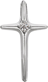 14K Gold Round Natural Diamond Solitaire Cross Pendant – 2.7mm Stones - White Gold