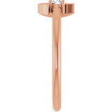 14K Gold Round Natural Diamond Crescent Moon Ring - Rose Gold - view 4
