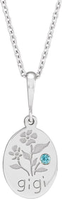 14K Gold Round Natural Blue Zircon Gigi Necklace or Pendant - White Gold