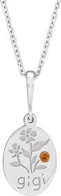 Platinum Round Natural Citrine Gigi Necklace or Pendant