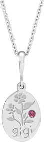 14K Gold Round Natural Pink Tourmaline Gigi Necklace or Pendant - White Gold