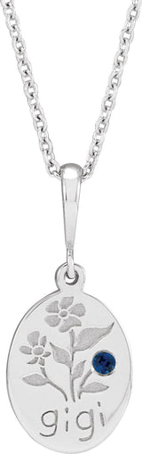 Platinum Round Natural Blue Sapphire Gigi Necklace or Pendant