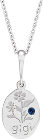 Platinum Round Natural Blue Sapphire Gigi Necklace or Pendant