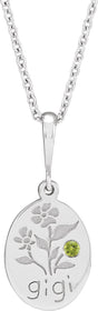Platinum Round Natural Peridot Gigi Necklace or Pendant