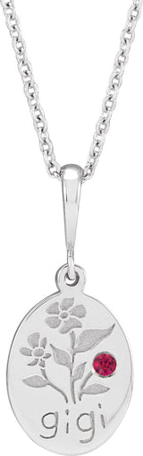 14K Gold Round Natural Ruby Gigi Necklace or Pendant - White Gold
