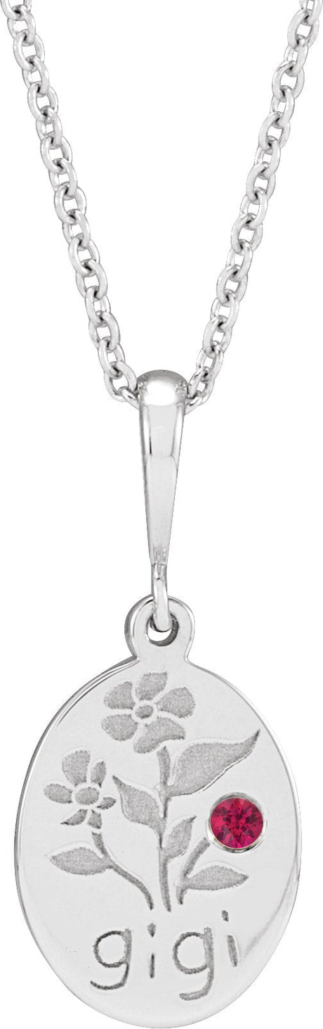 Platinum Round Natural Ruby Gigi Necklace or Pendant