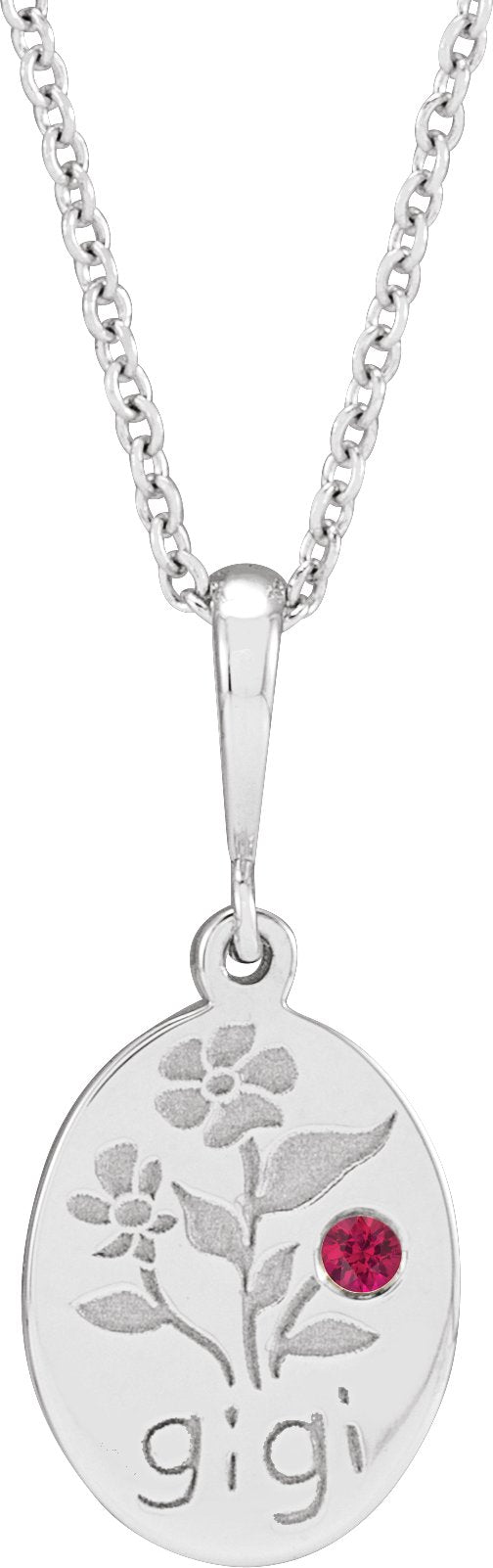Platinum Round Natural Ruby Gigi Necklace or Pendant