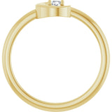 14K Gold Round Natural Diamond Crescent Moon Ring - Yellow Gold - view 2