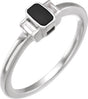 14K Gold Accented Enamel Ring - White Gold