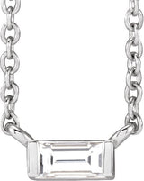 Platinum Straight Baguette Natural Diamond Solitaire Channel-Set Necklace