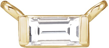 14K Gold Straight Baguette Natural Diamond Solitaire Channel-Set Necklace - Yellow Gold