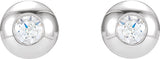 14K Gold Natural Diamond Round Bezel-Set Stud Earrings – 1.5-5.2mm Stones - White Gold - view 2