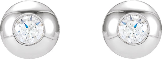 14K Gold Natural Diamond Round Bezel-Set Stud Earrings – 1.5-5.2mm Stones - White Gold - view 2