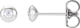 Platinum Natural Diamond Round Bezel-Set Stud Earrings – 1.5-5.2mm Stones