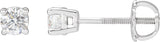 14K Gold Natural Diamond Round 4-Prong Stud Earrings – 2.8-6.3mm Stones - White Gold