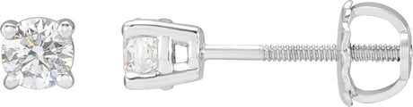 14K Gold Natural Diamond Round 4-Prong Stud Earrings – 2.8-6.3mm Stones - White Gold