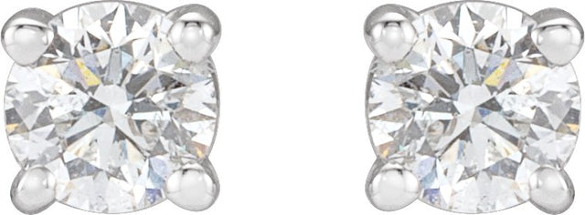 14K Gold Natural Diamond Round 4-Prong Stud Earrings – 2.8-6.3mm Stones - White Gold - view 2