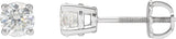 Platinum Natural Diamond Round 4-Prong Stud Earrings – 2.8-6.3mm Stones