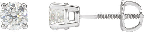 14K Gold Natural Diamond Round 4-Prong Stud Earrings – 2.8-6.3mm Stones - White Gold