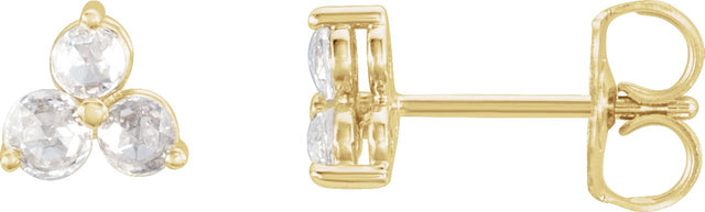 14K Gold Lab-Grown Diamond Round Three-Stone Earrings - Yellow Gold