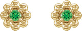 14K Gold Round Lab-Grown Alexandrite Petite Flower Earrings - Yellow Gold - view 2