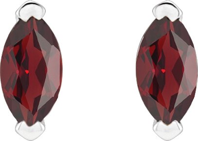 Platinum Marquise Natural Mozambique Garnet Solitaire V-Prong Stud Earrings - view 2