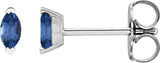 Platinum Marquise Natural Tanzanite Solitaire V-Prong Stud Earrings