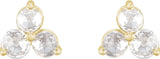 14K Gold Natural Diamond Round Three-Stone Earrings - Yellow Gold - view 2
