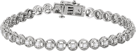 14K Gold Round Natural Diamond Line Bracelet IV