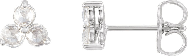 Platinum Lab-Grown Diamond Round Three-Stone Earrings