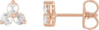 14K Gold Lab-Grown Diamond Round Three-Stone Earrings - Rose Gold