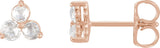 14K Gold Lab-Grown Diamond Round Three-Stone Earrings - Rose Gold