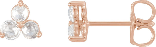 14K Gold Lab-Grown Diamond Round Three-Stone Earrings - Rose Gold