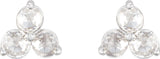 14K Gold Natural Diamond Round Three-Stone Earrings - White Gold - view 2