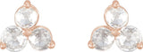 14K Gold Natural Diamond Round Three-Stone Earrings - Rose Gold - view 2